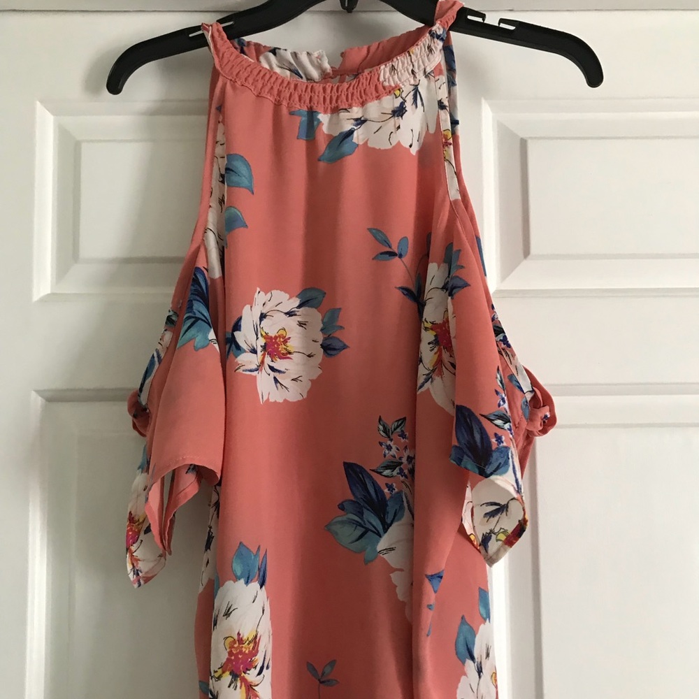 Lily White pink cold shoulder top